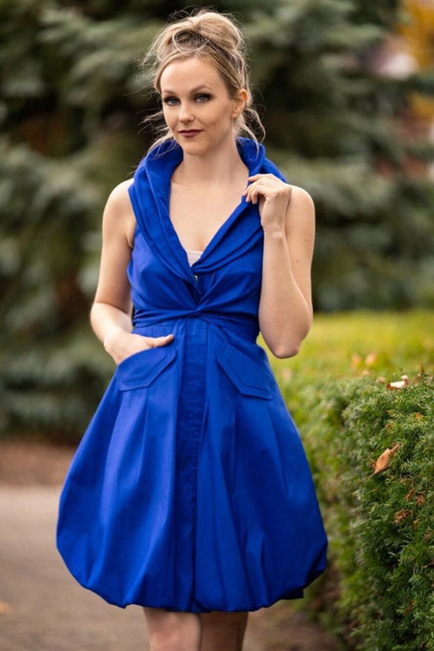 Samuel Dong Royal Blue Bubble Mini Dress size large